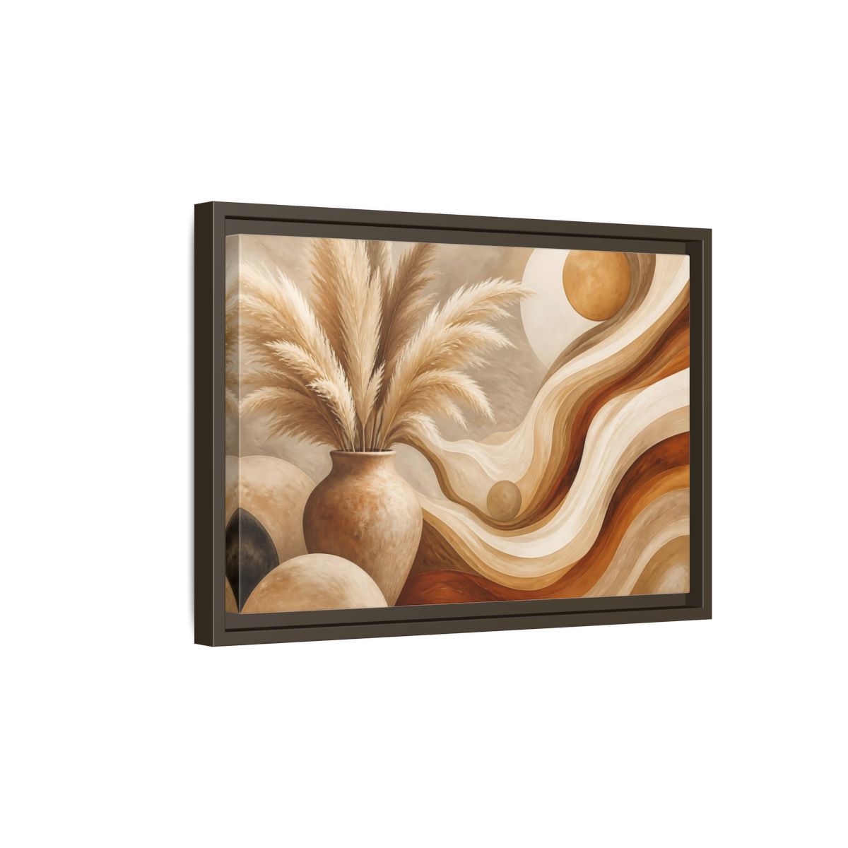 Side Mockup 5. Boho Pampas Vase shown as framed canvas print