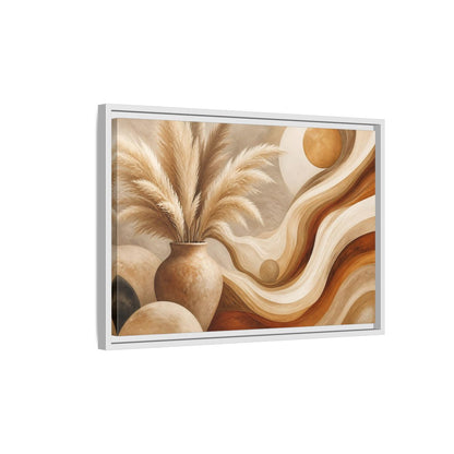 Side Mockup 1. Boho Pampas Vase shown as framed canvas print