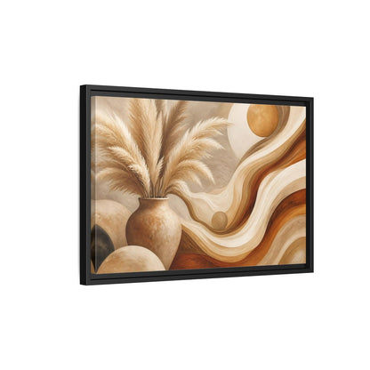 Side Mockup 3. Boho Pampas Vase shown as framed canvas print