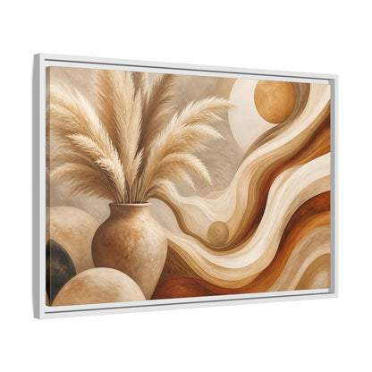 Side Mockup 10. Boho Pampas Vase shown as framed canvas print