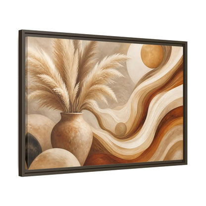 Side Mockup 11. Boho Pampas Vase shown as framed canvas print