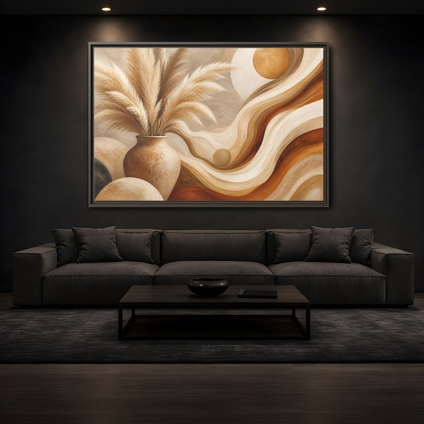 Mockup 3. Boho Pampas Vase shown as framed canvas print