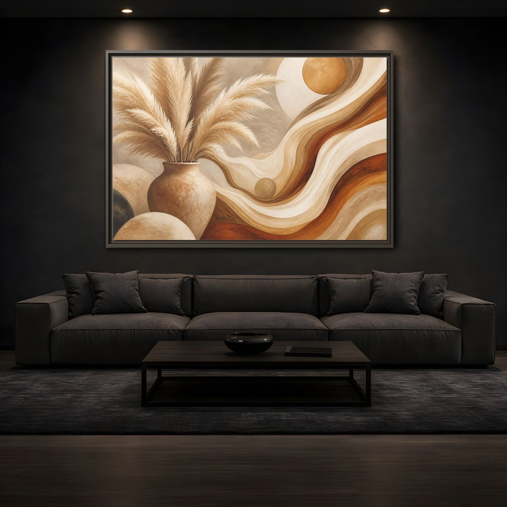 Mockup 3. Boho Pampas Vase shown as framed canvas print