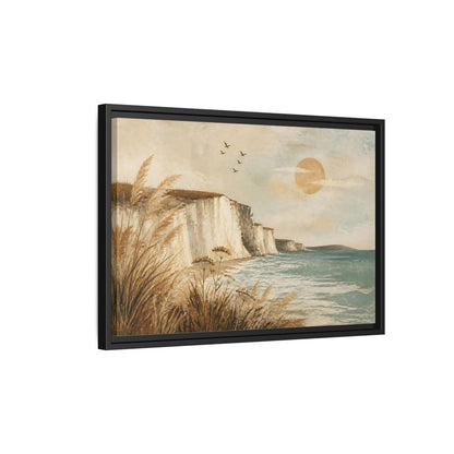 Side Mockup 3. Boho Sea Cliffs shown as framed canvas print