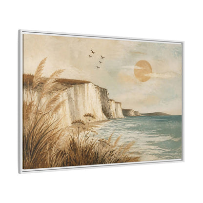 Side Mockup 7. Boho Sea Cliffs shown as framed canvas print