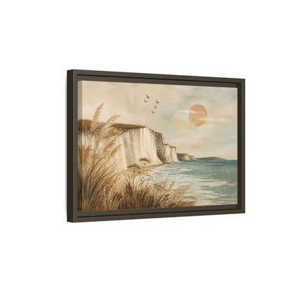 Side Mockup 5. Boho Sea Cliffs shown as framed canvas print
