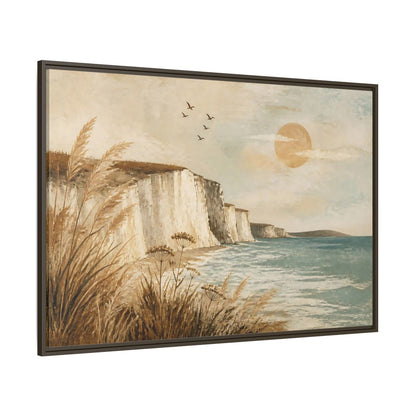Side Mockup 8. Boho Sea Cliffs shown as framed canvas print