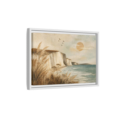 Side Mockup 4. Boho Sea Cliffs shown as framed canvas print