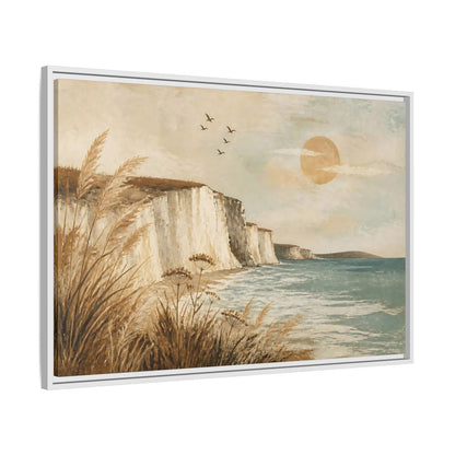 Side Mockup 9. Boho Sea Cliffs shown as framed canvas print