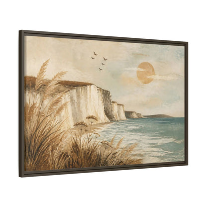 Main Mockup. Boho Sea Cliffs shown as framed canvas print