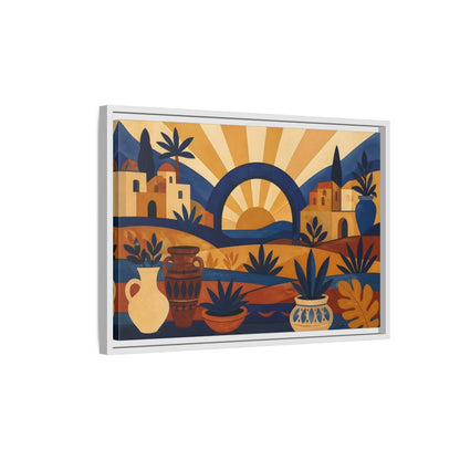 Side Mockup 1. Boho Sunrise Arch shown as framed canvas print