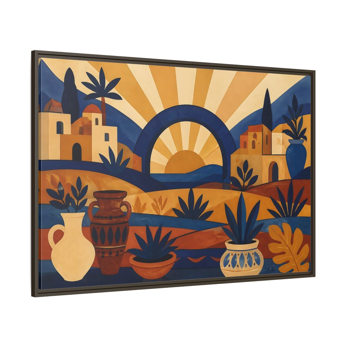 Side Mockup 8. Boho Sunrise Arch shown as framed canvas print