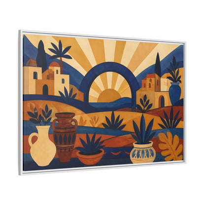 Side Mockup 7. Boho Sunrise Arch shown as framed canvas print