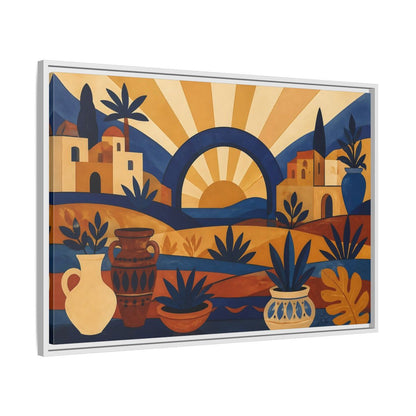 Side Mockup 9. Boho Sunrise Arch shown as framed canvas print