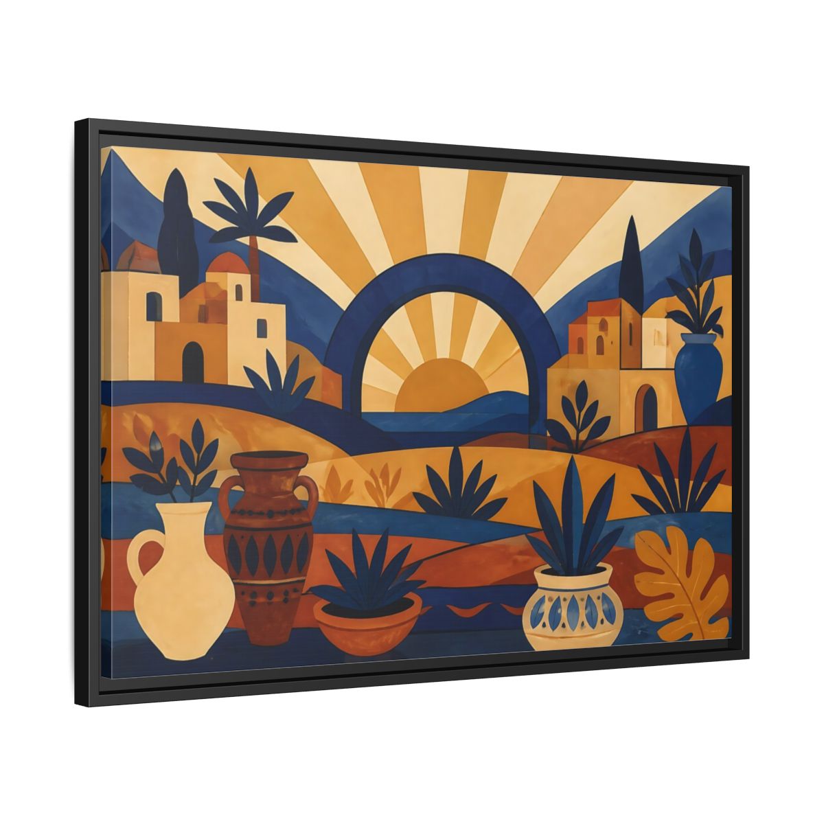 Side Mockup 14. Boho Sunrise Arch shown as framed canvas print