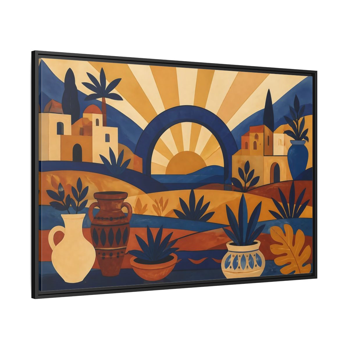 Side Mockup 12. Boho Sunrise Arch shown as framed canvas print