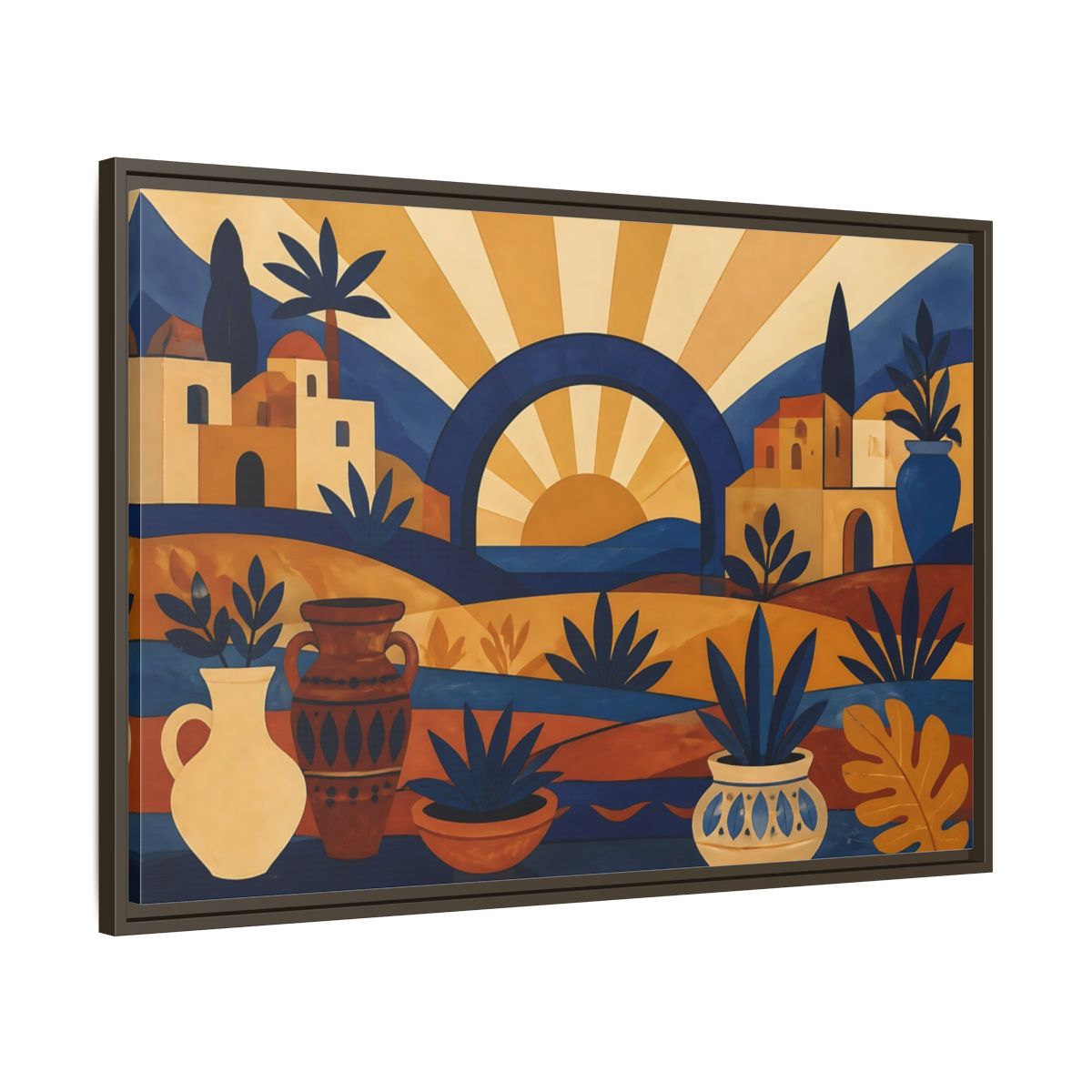 Main Mockup. Boho Sunrise Arch shown as framed canvas print