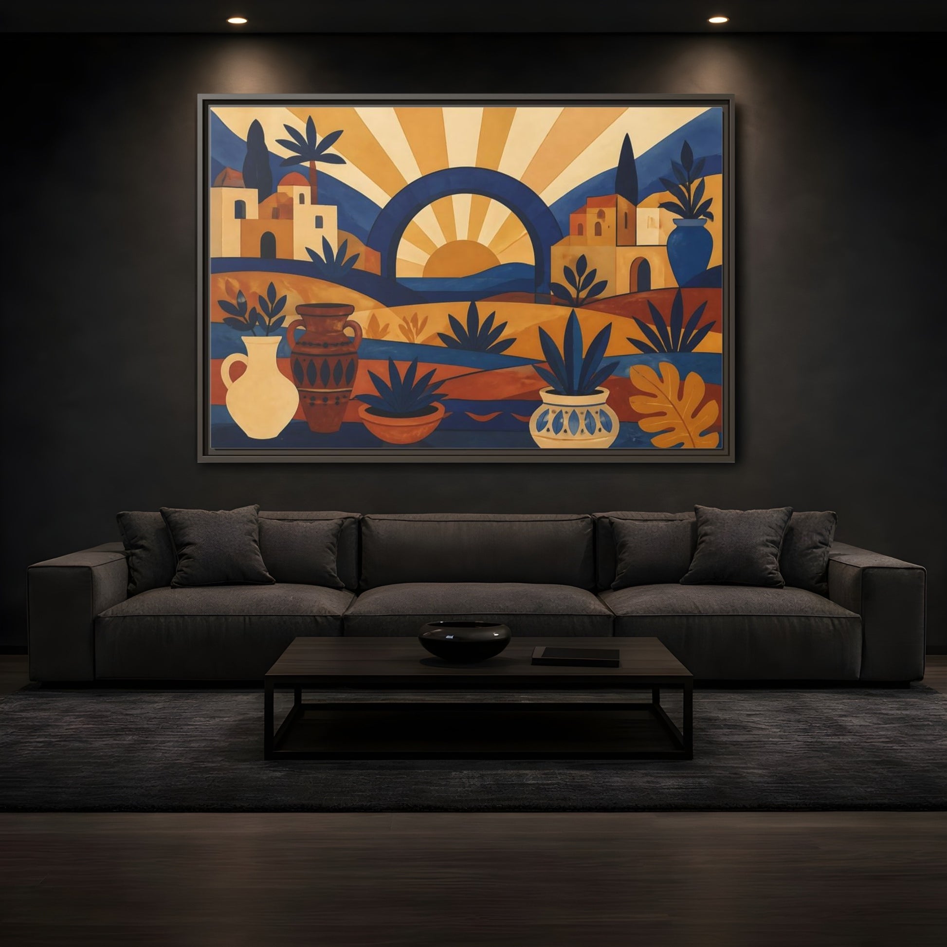 Mockup 3. Boho Sunrise Arch shown as framed canvas print