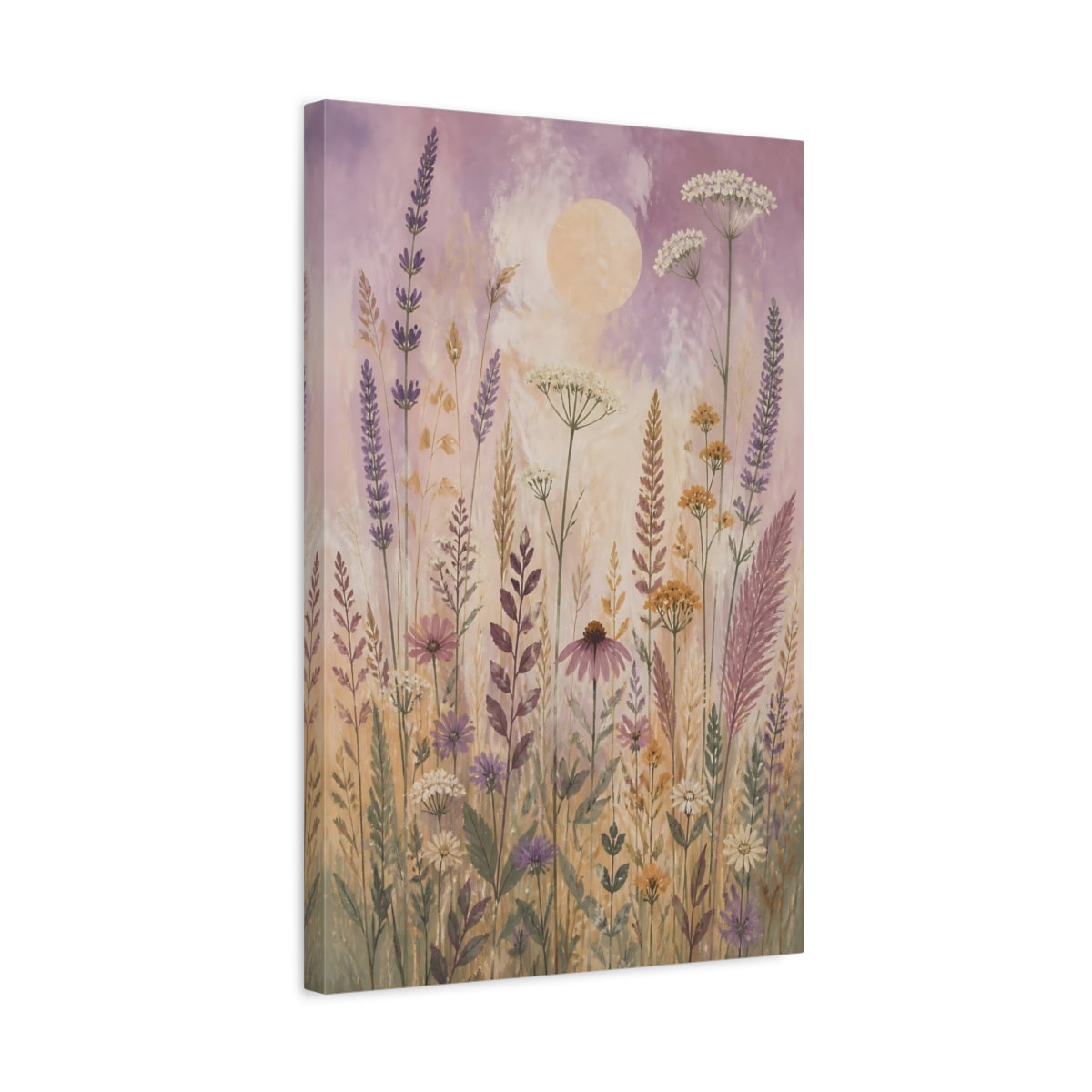 Side Mockup 3. Boho Wildflower Meadow shown as canvas print