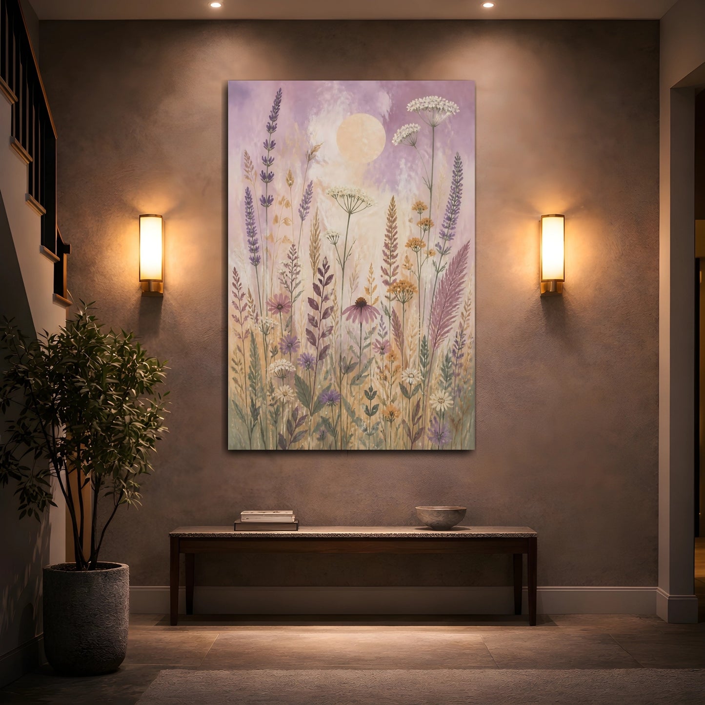 Mockup 2. Boho Wildflower Meadow shown as canvas print