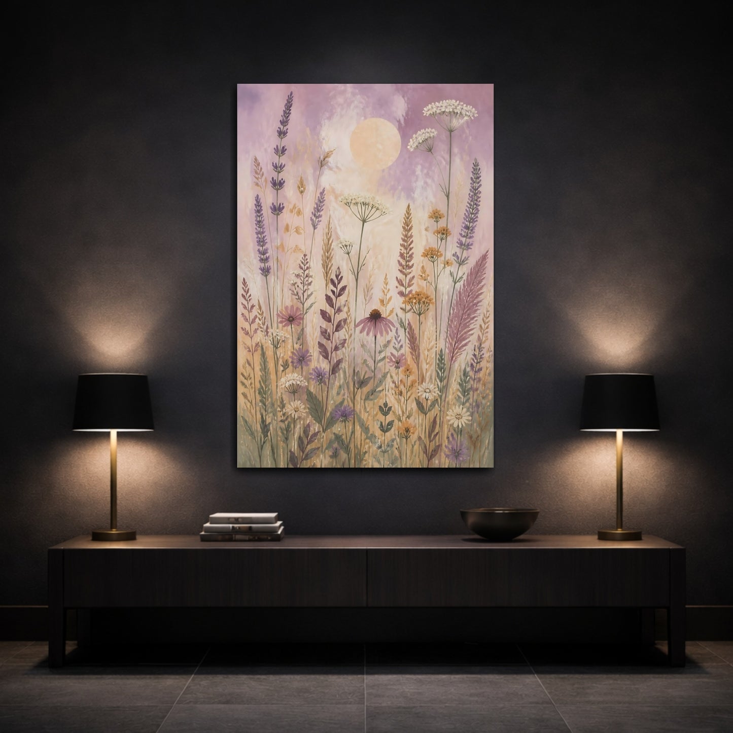 Mockup 3. Boho Wildflower Meadow shown as canvas print