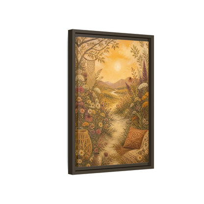 Side Mockup 5. Boho Wildflower Path shown as framed canvas print