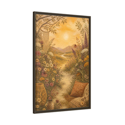 Main Mockup. Boho Wildflower Path shown as framed canvas print