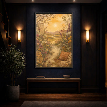 Mockup 4. Boho Wildflower Path shown as framed canvas print