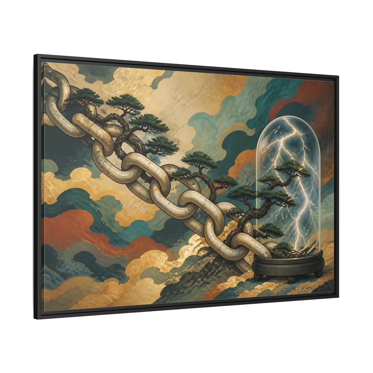Side Mockup 12. Bonsai Lightning Dome shown as framed canvas print