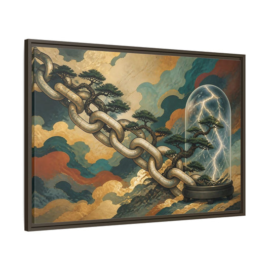 Main Mockup. Bonsai Lightning Dome shown as framed canvas print