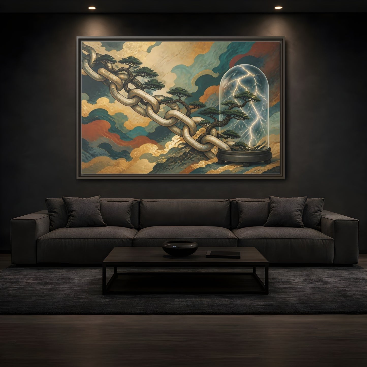 Mockup 3. Bonsai Lightning Dome shown as framed canvas print