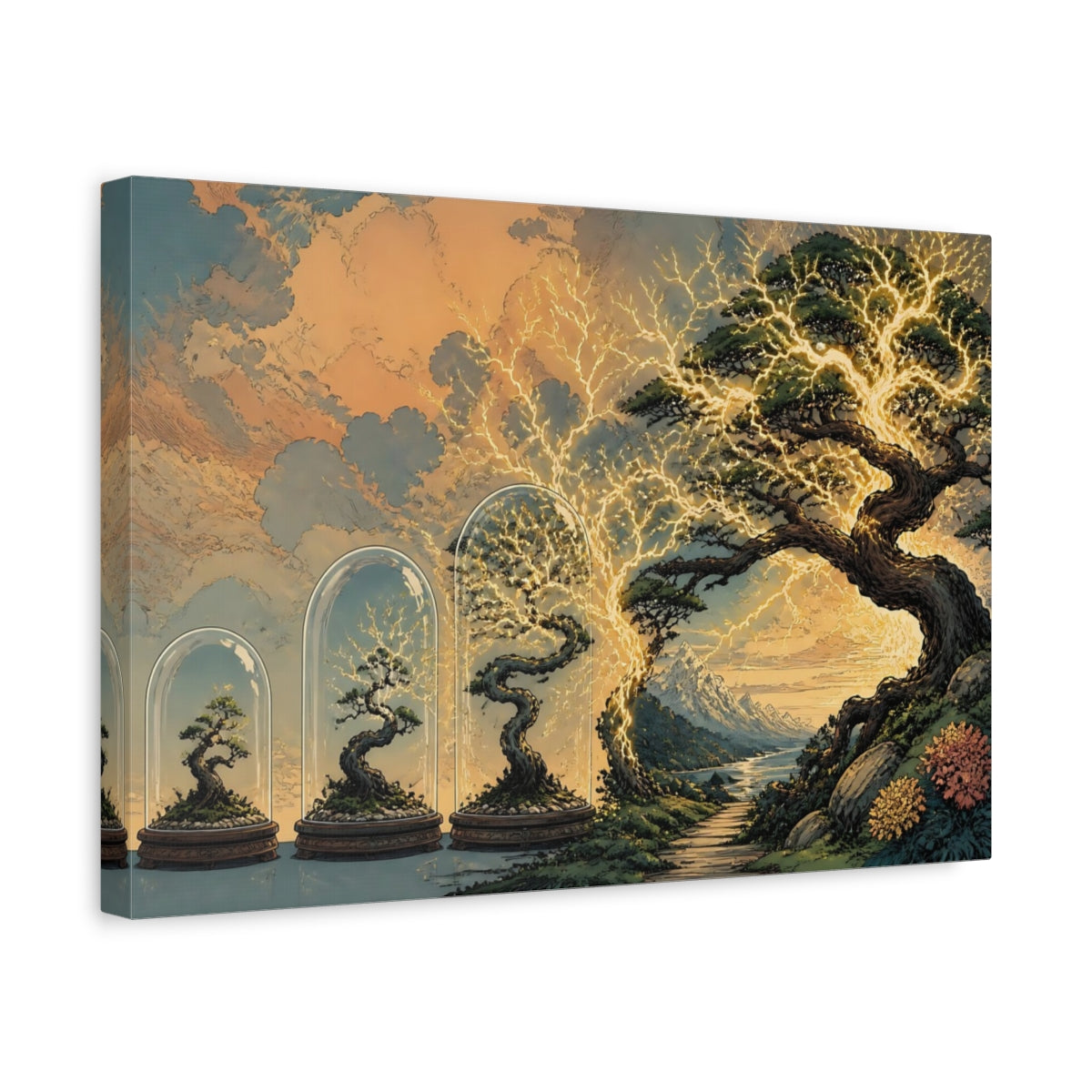 Side Mockup 4. Bonsai Lightning Evolution shown as canvas print