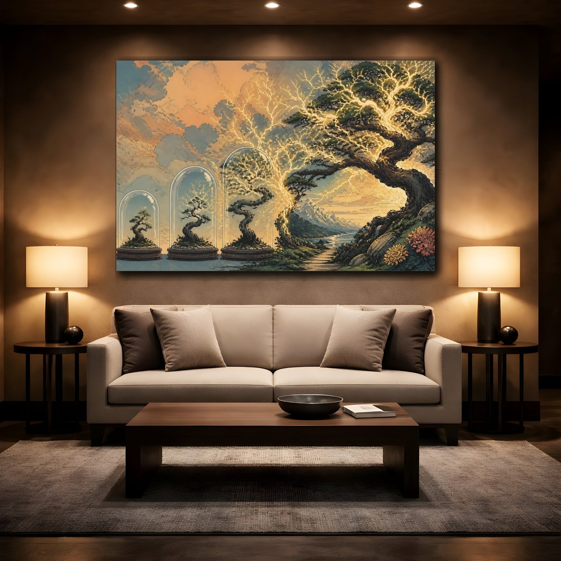 Mockup 2. Bonsai Lightning Evolution shown as canvas print