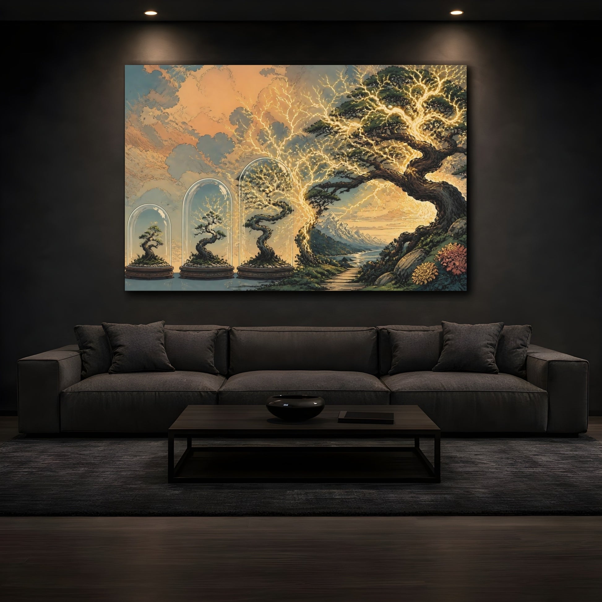 Mockup 3. Bonsai Lightning Evolution shown as canvas print