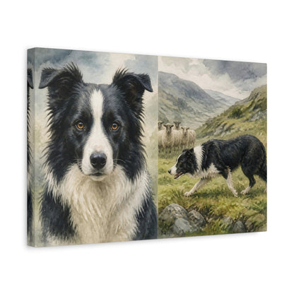 Side Mockup 4. Border Collie Pets Pasture shown as canvas print