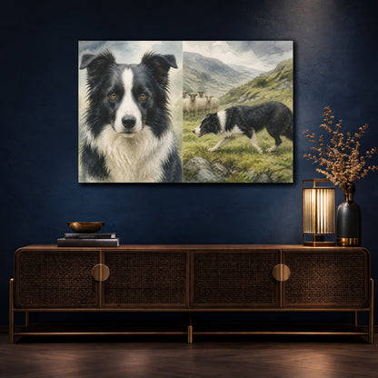 Mockup 4. Border Collie Pets Pasture shown as canvas print