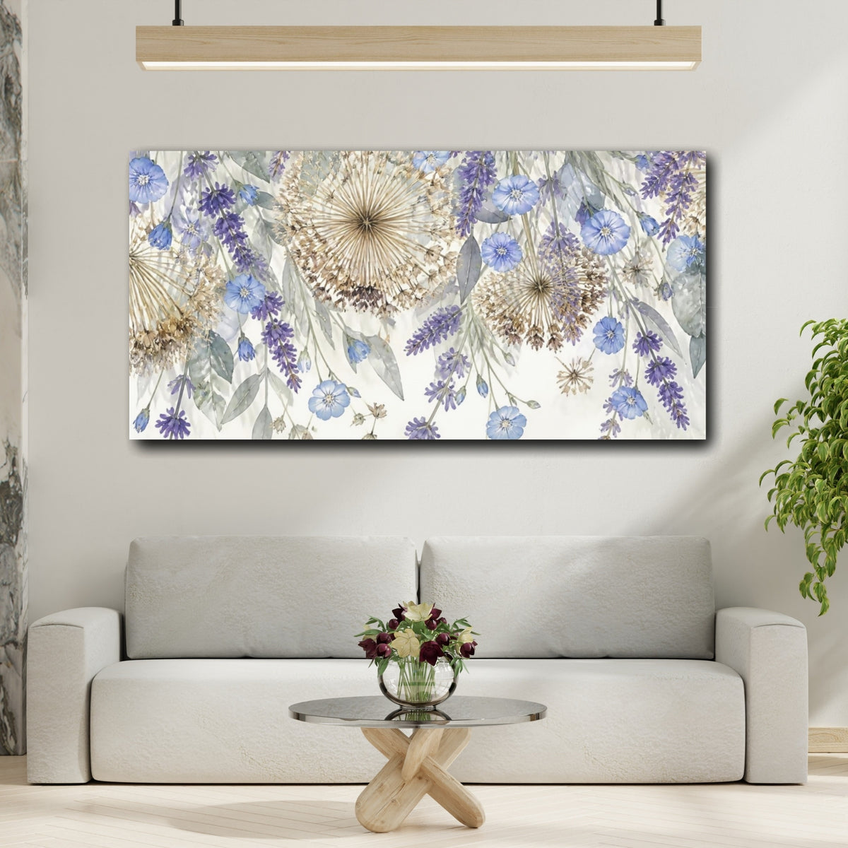 Mockup 2. Botanical Allium & Lavender Study shown as canvas print