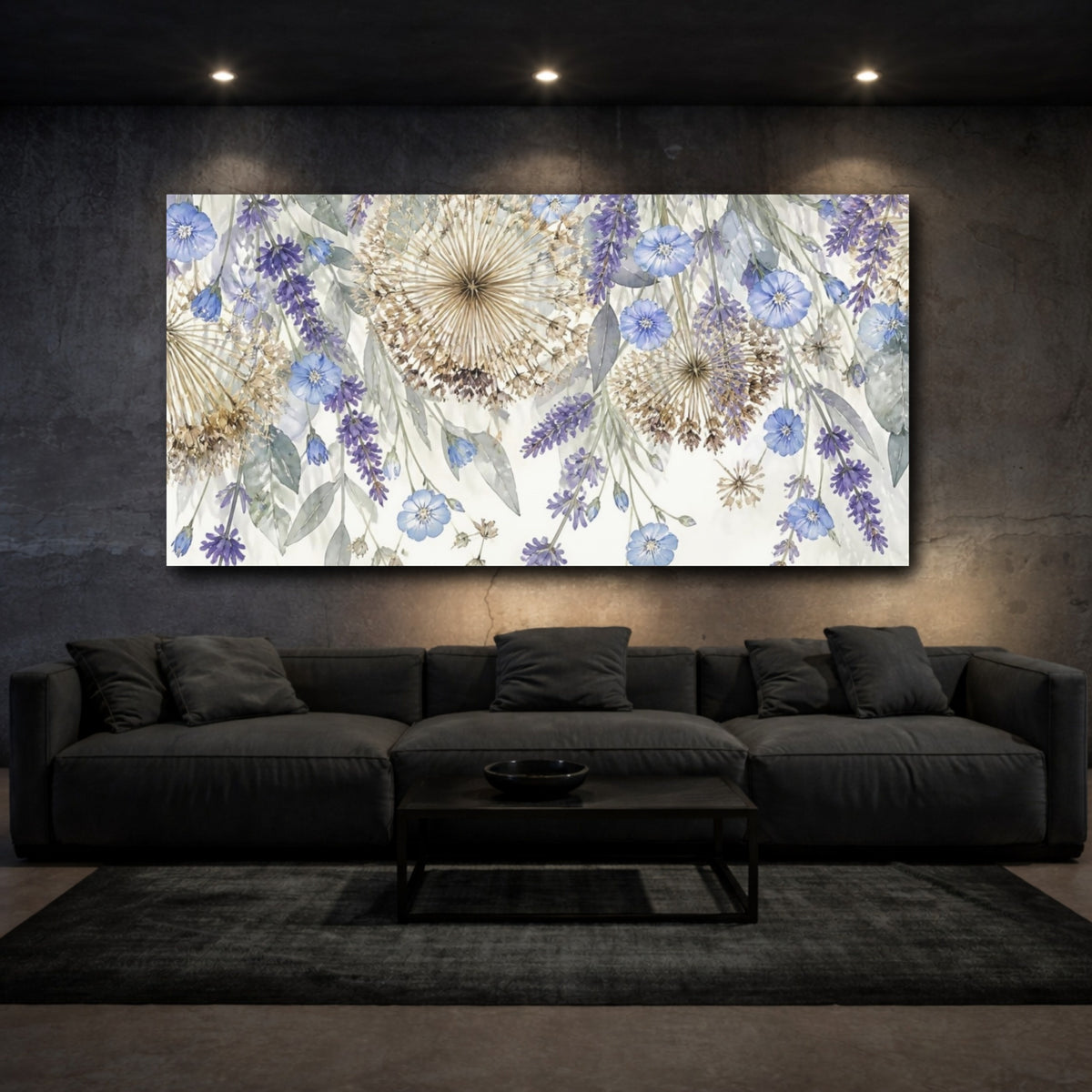Mockup 3. Botanical Allium & Lavender Study shown as canvas print