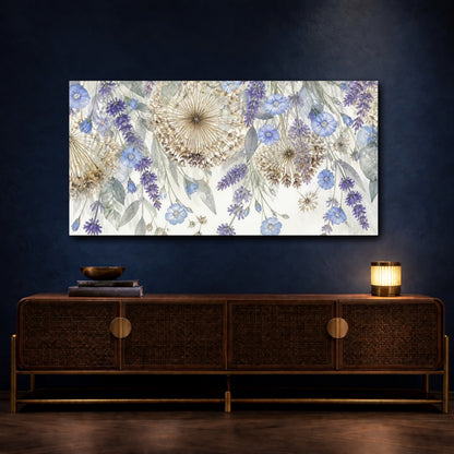 Mockup 4. Botanical Allium & Lavender Study shown as canvas print