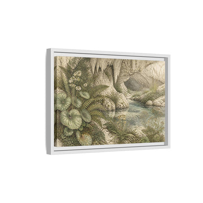 Side Mockup 4. Botanical Cave Spring shown as framed canvas print