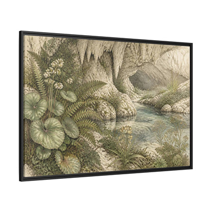 Side Mockup 12. Botanical Cave Spring shown as framed canvas print