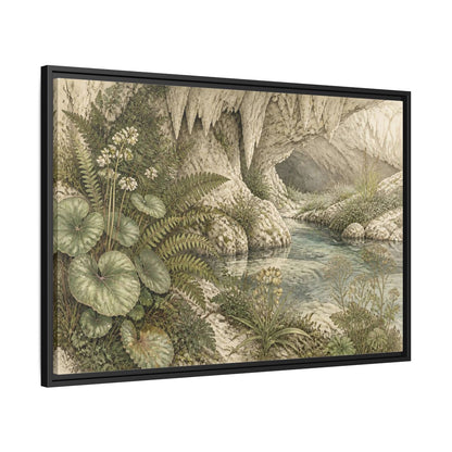 Side Mockup 13. Botanical Cave Spring shown as framed canvas print