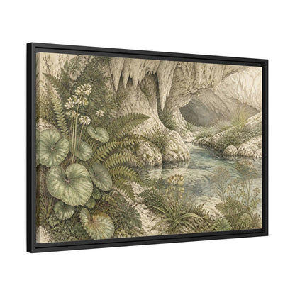 Side Mockup 14. Botanical Cave Spring shown as framed canvas print