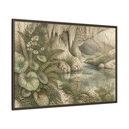Side Mockup 8. Botanical Cave Spring shown as framed canvas print