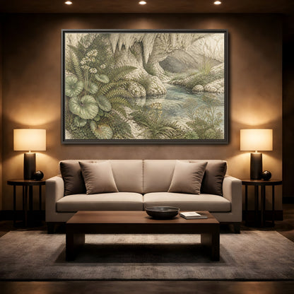 Mockup 2. Botanical Cave Spring shown as framed canvas print