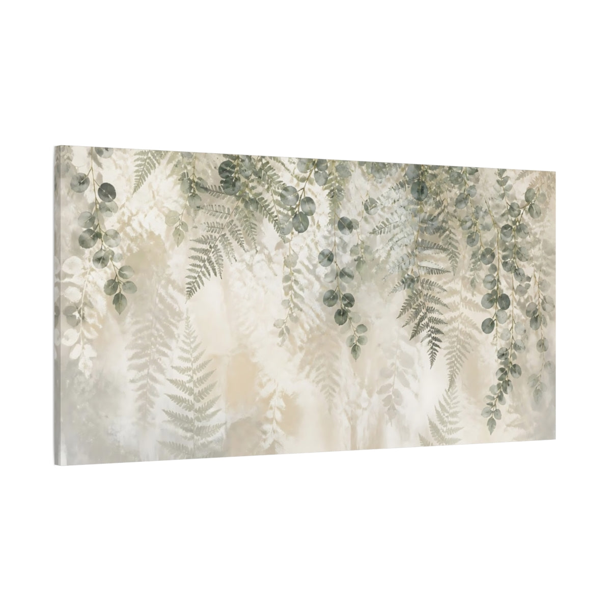 Side Mockup 2. Botanical Eucalyptus Garland shown as canvas print