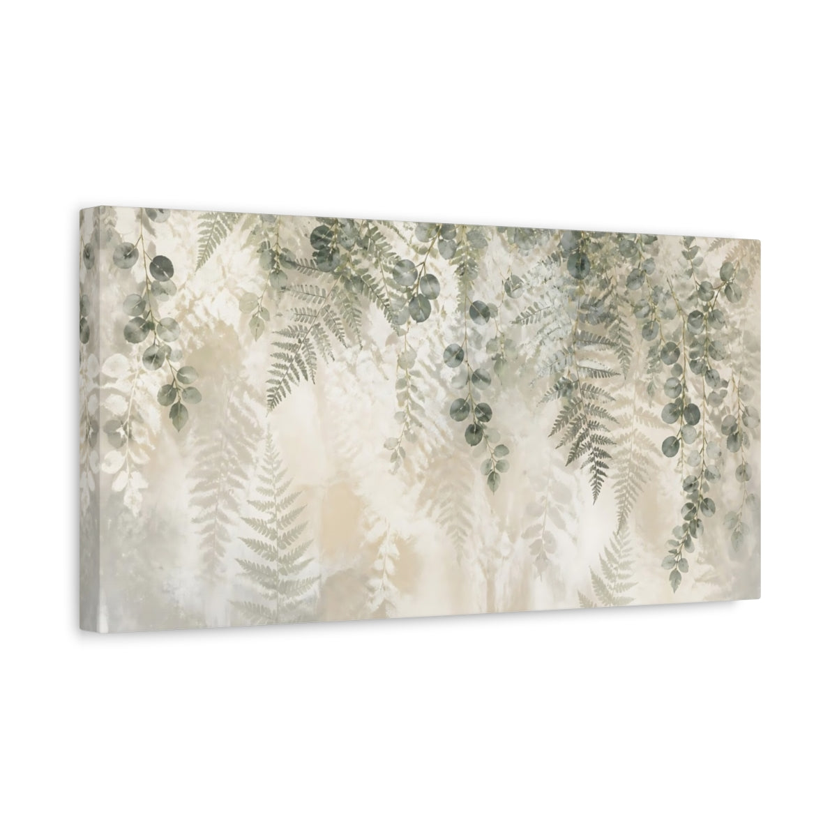 Side Mockup 3. Botanical Eucalyptus Garland shown as canvas print