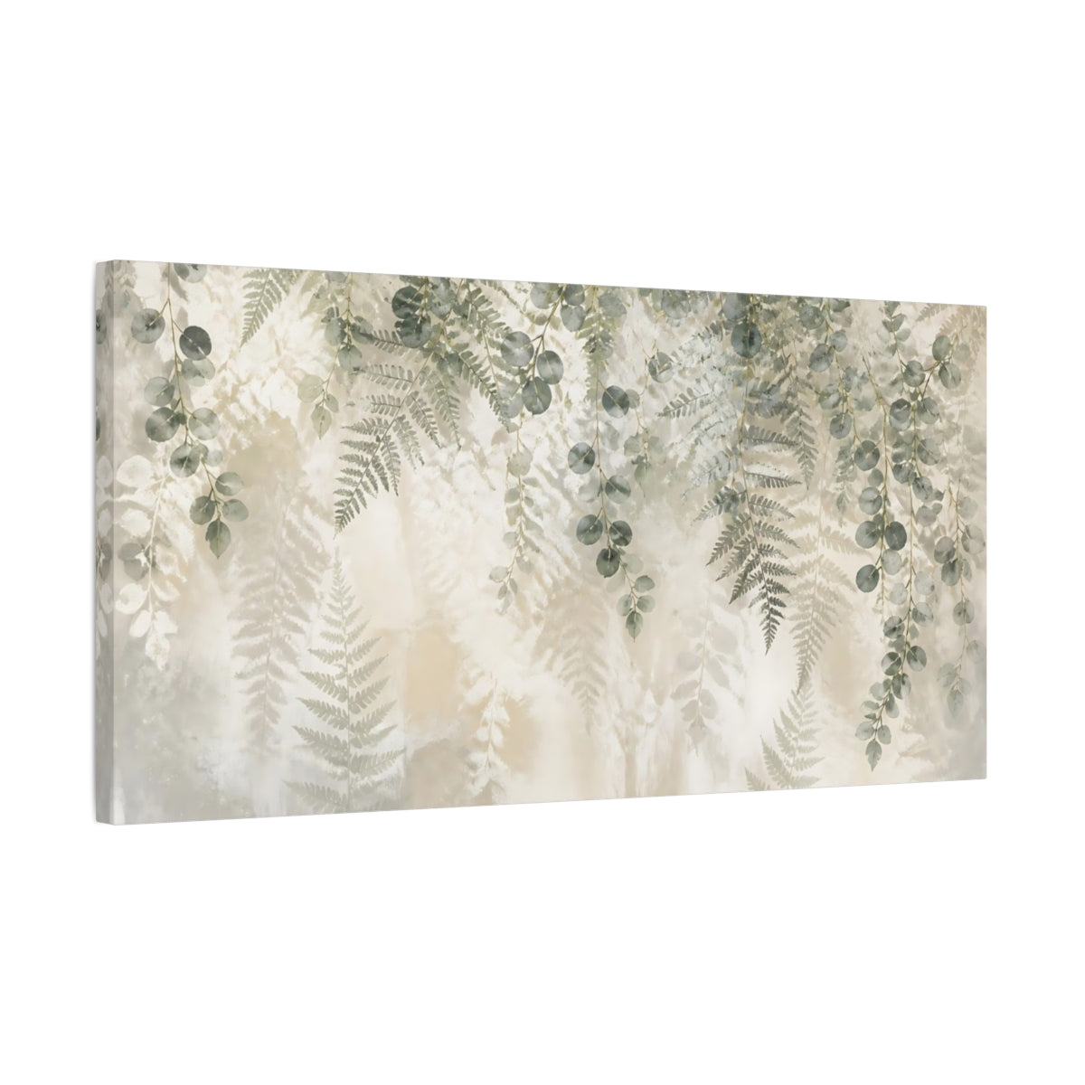 Side Mockup 1. Botanical Eucalyptus Garland shown as canvas print
