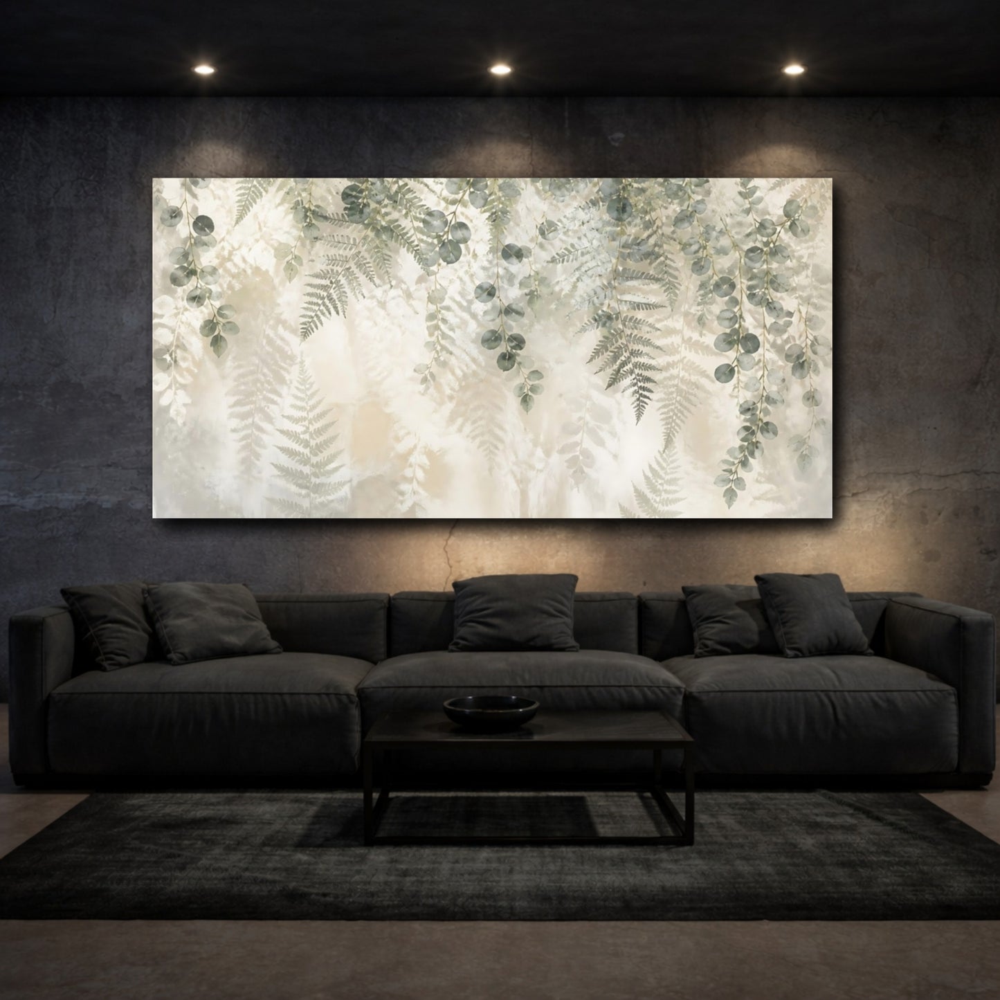 Mockup 3. Botanical Eucalyptus Garland shown as canvas print
