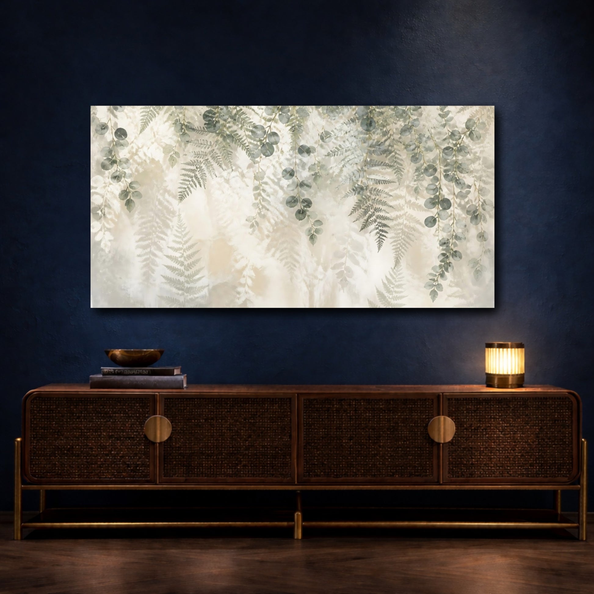 Mockup 4. Botanical Eucalyptus Garland shown as canvas print